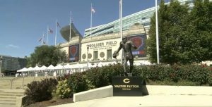 Chicago, IL - September 24, 2021 - Soldier Field: Flag of the Washington State Cougars on the set of College GameDay Built by the Home Depot.