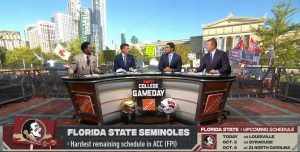 Chicago, IL - September 24, 2021 - Soldier Field: Flag of the Washington State Cougars on the set of College GameDay Built by the Home Depot.