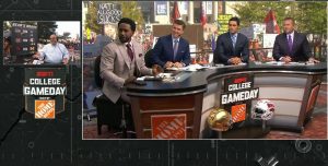 Chicago, IL - September 24, 2021 - Soldier Field: Flag of the Washington State Cougars on the set of College GameDay Built by the Home Depot.