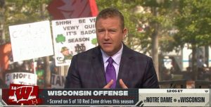 Chicago, IL - September 24, 2021 - Soldier Field: Flag of the Washington State Cougars on the set of College GameDay Built by the Home Depot.